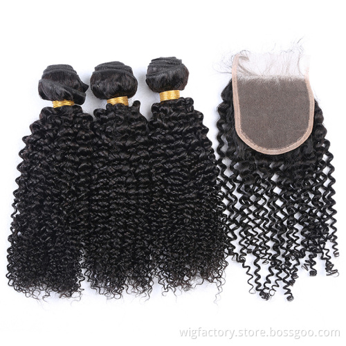 Alibaba direct factory virgin human mongolian kinky curly hair with closure,cuticle aligned curly virgin hair
